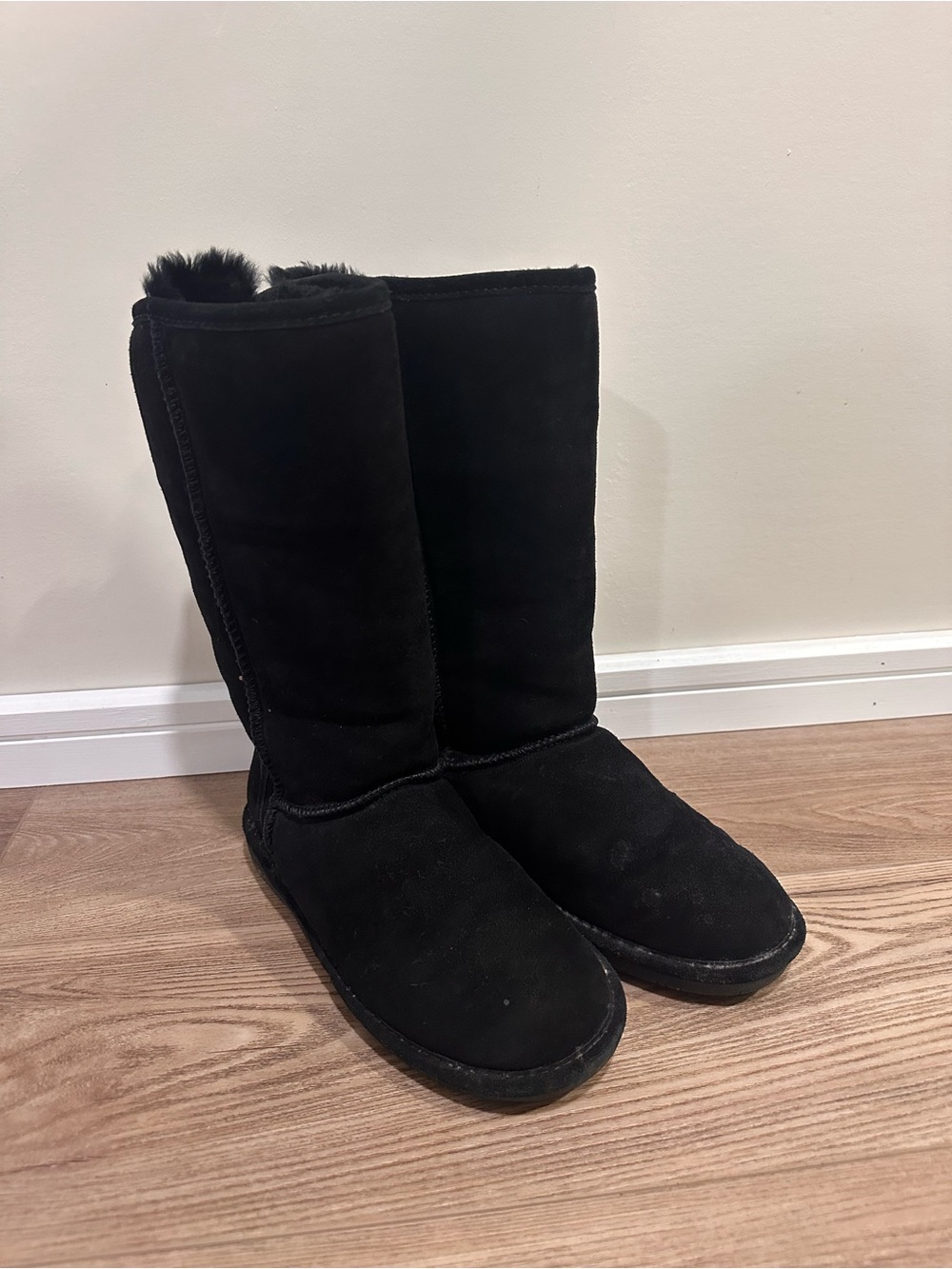 Black Suede Tall Winter Boots - Women